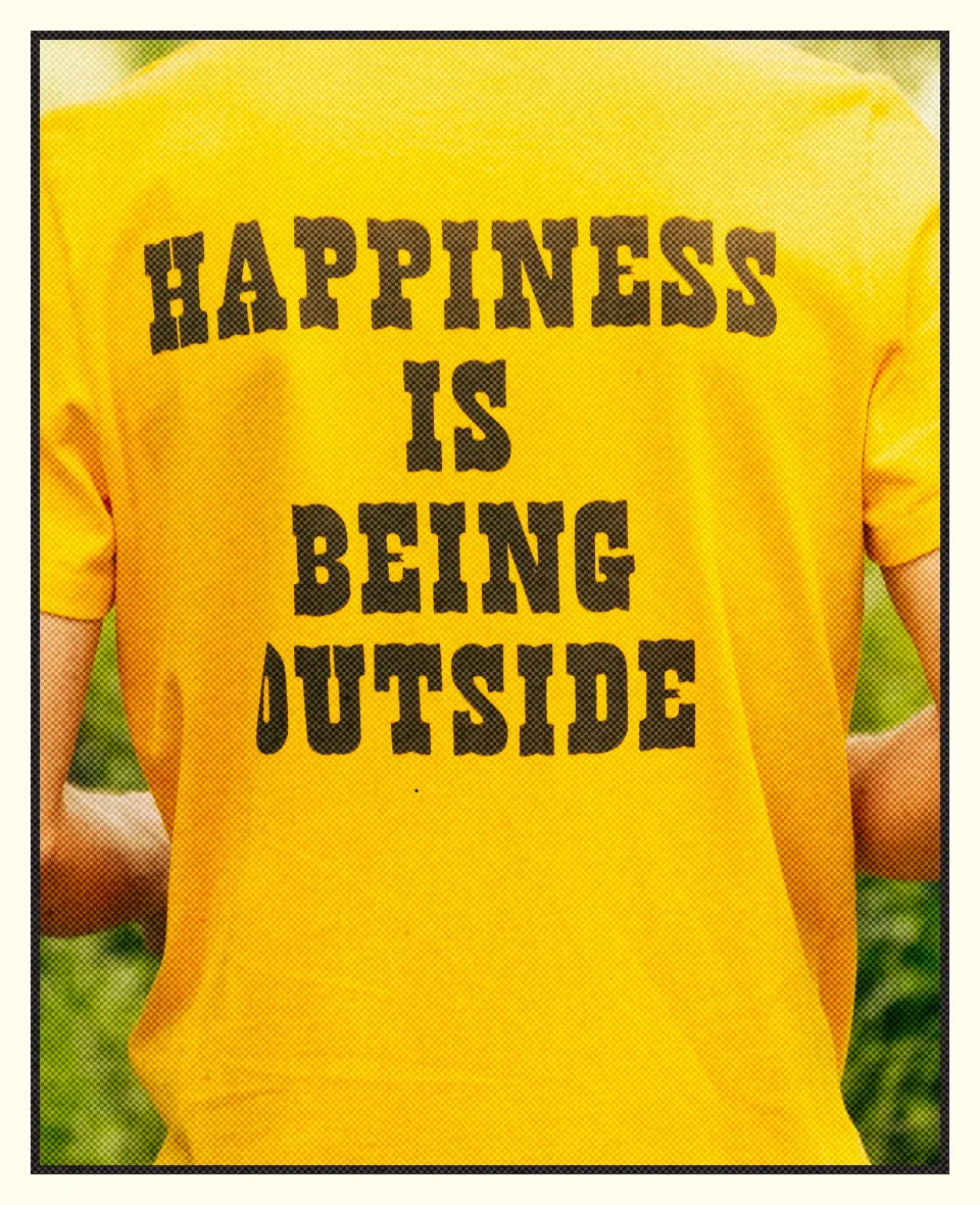 Person wearing a yellow shirt with 