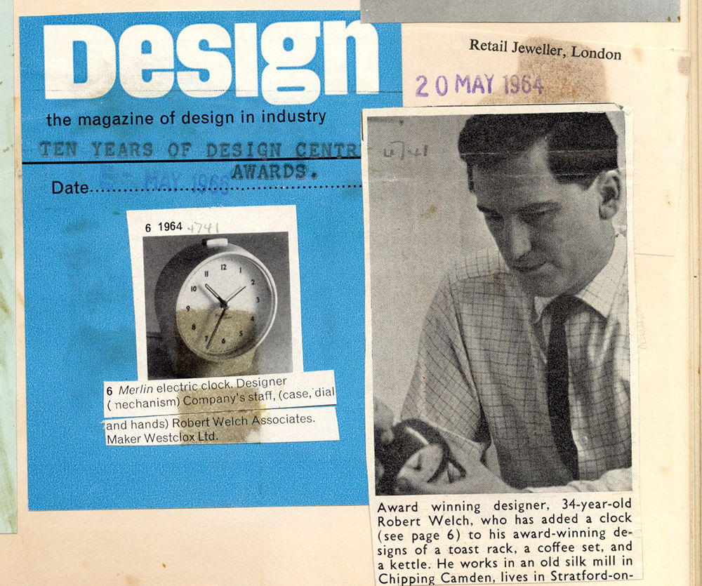 Magazine cover featuring Robert Welch and Merlin electric clock.