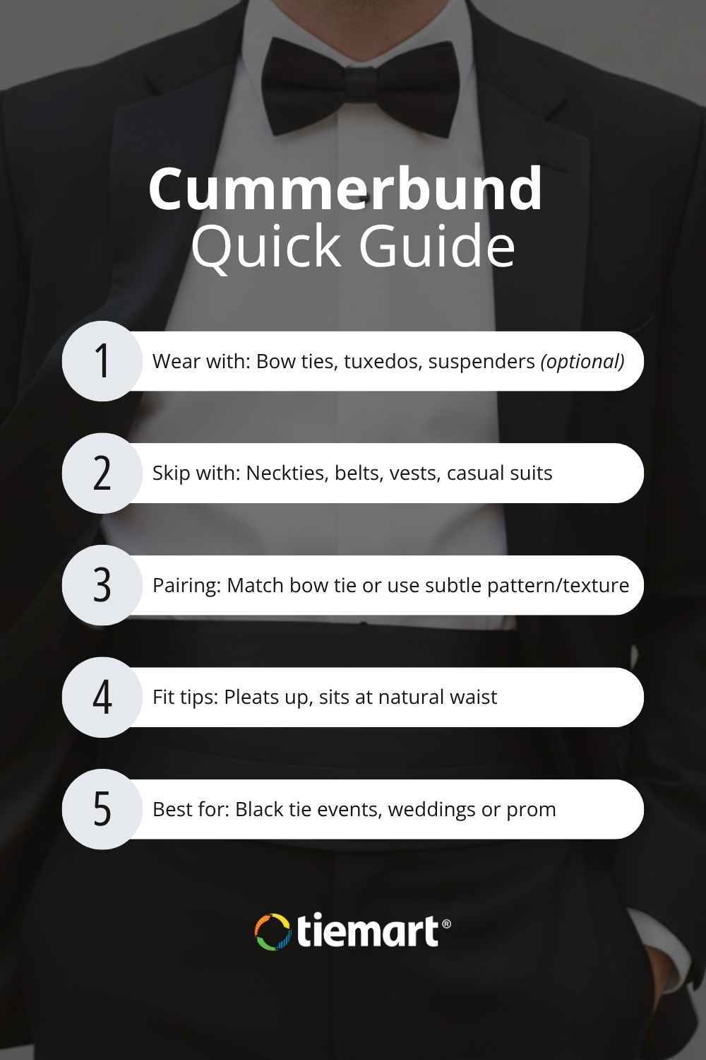 Guide with tips on how to wear a cummerbund