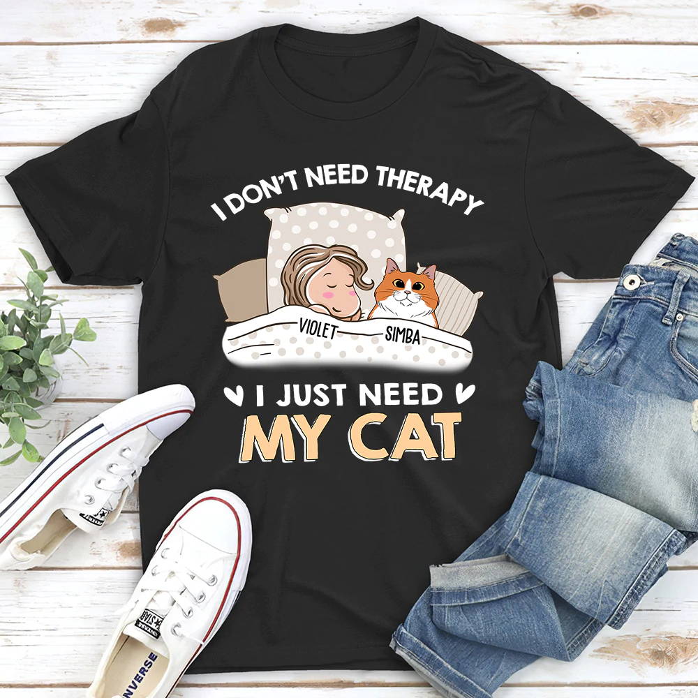 CATS ARE MY THERAPY - PERSONALIZED CUSTOM UNISEX T-SHIRT