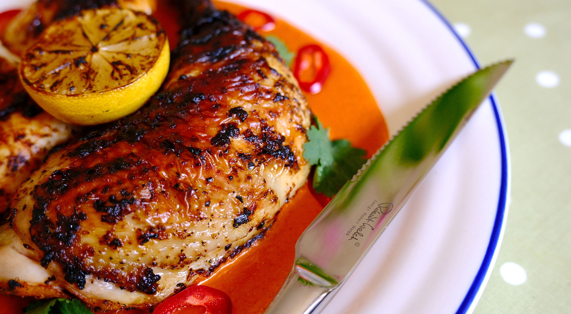 Grilled chicken with mojo rojo
