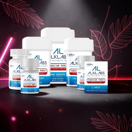 Assorted health supplement bottles on a stylized background.