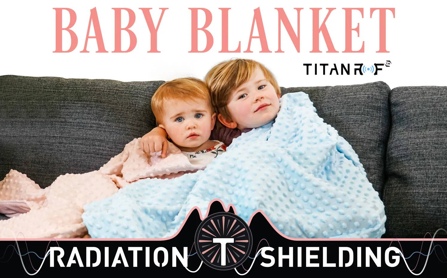 Mission Darkness TitanRF Radiation Shielding Baby Blanket Available in Light blue and Pink Blocks EMF