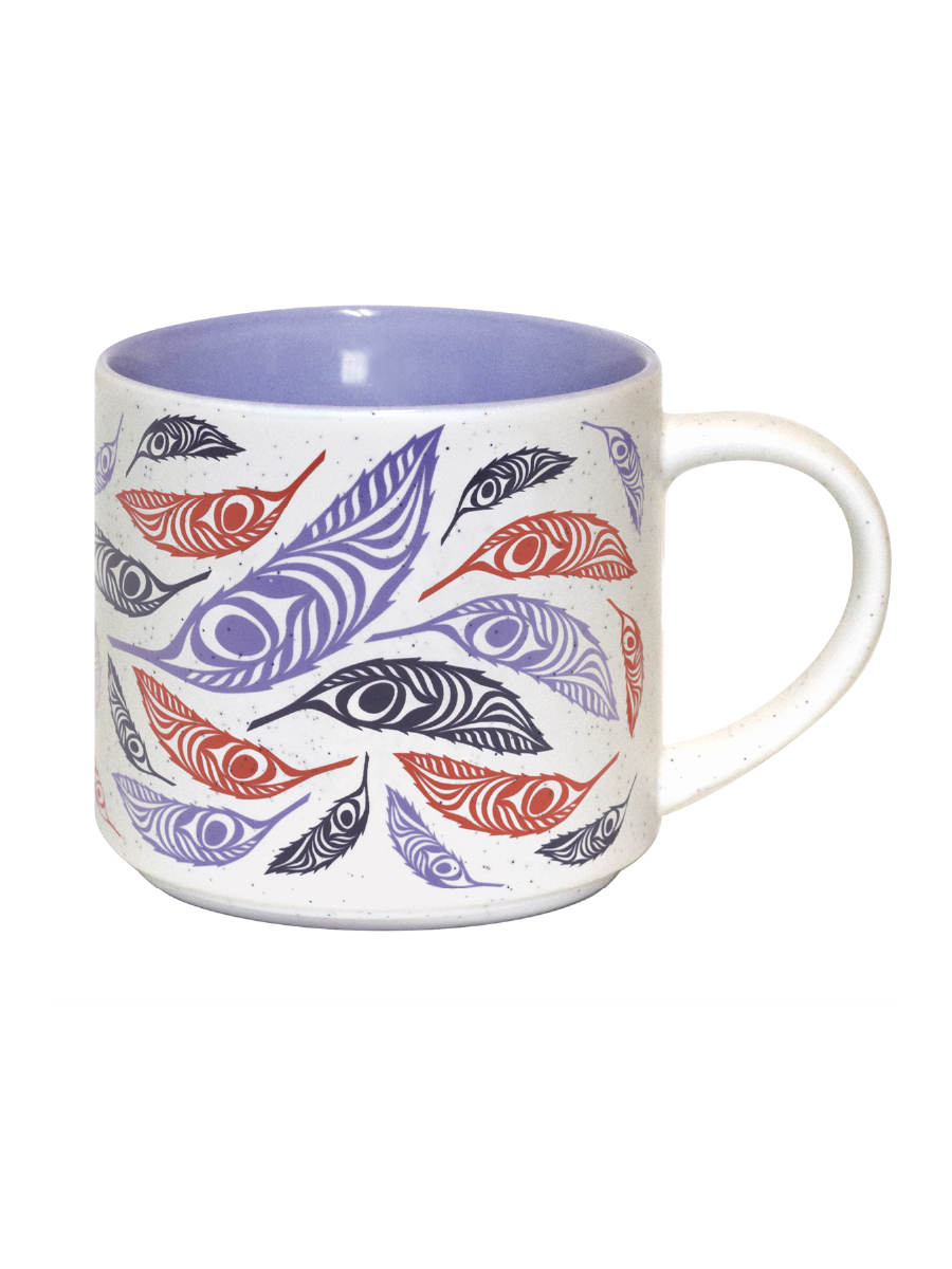 Feather 16oz Ceramic Mug by Simone Diamond, Coast Salish