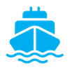 Cyan icon of a boat 