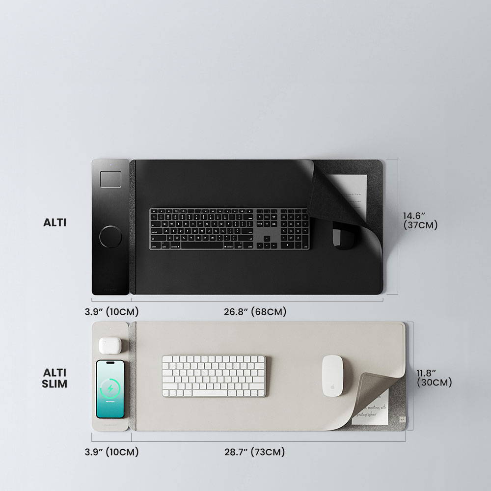 JOURNEY ALTI Wireless Charging Desk Mat, 26.8 x 14.6, Light Grey