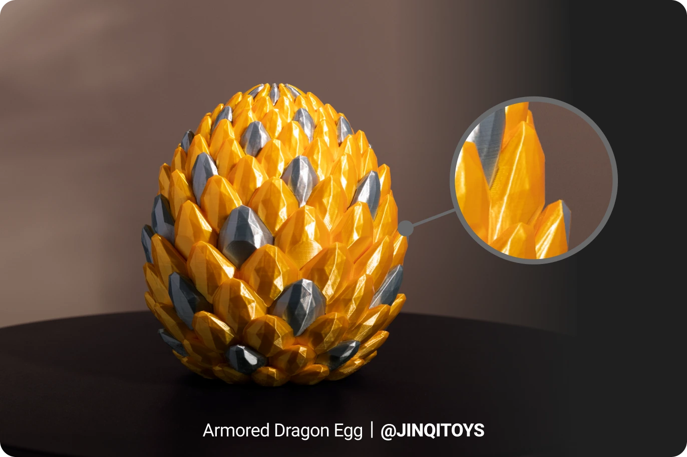 Colorful armored dragon egg with detailed texture and design.