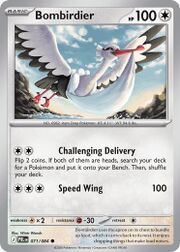 Pokémon card featuring Bombirdier with attack details and artwork.