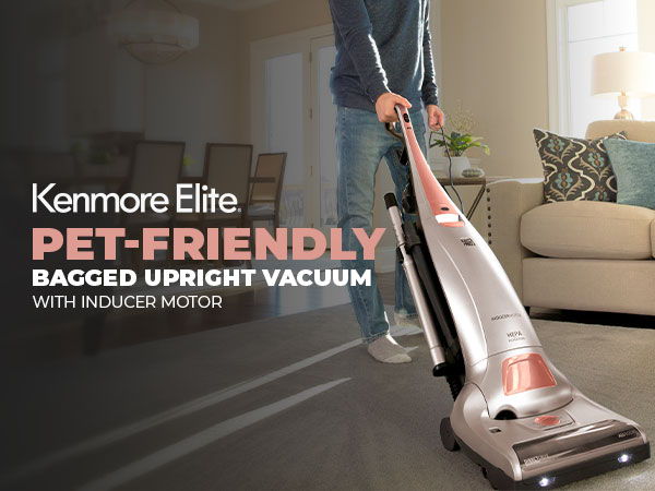 Kenmore Elite pet-friendly bagged upright vacuum with included motor.