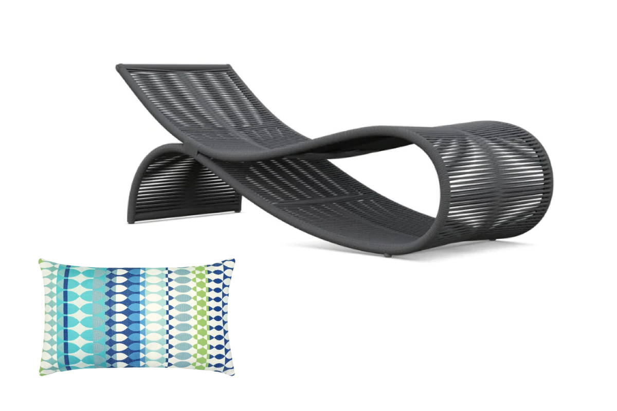Boxhill's Wave Chaise Lounge and Modern Oval Ocean Lumbar Pillow