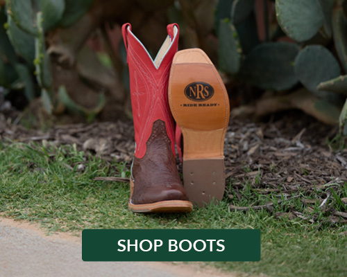 Red and brown cowboy boot with 