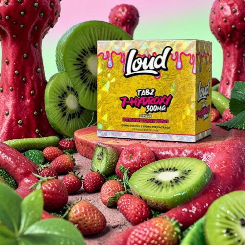 Colorful fruit arrangement with a product box labeled 