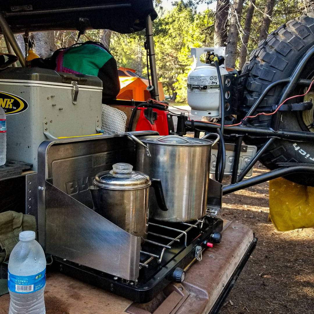 5 lb propane tank used in camp kitchen