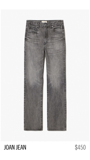 Gray straight-leg jeans labeled 