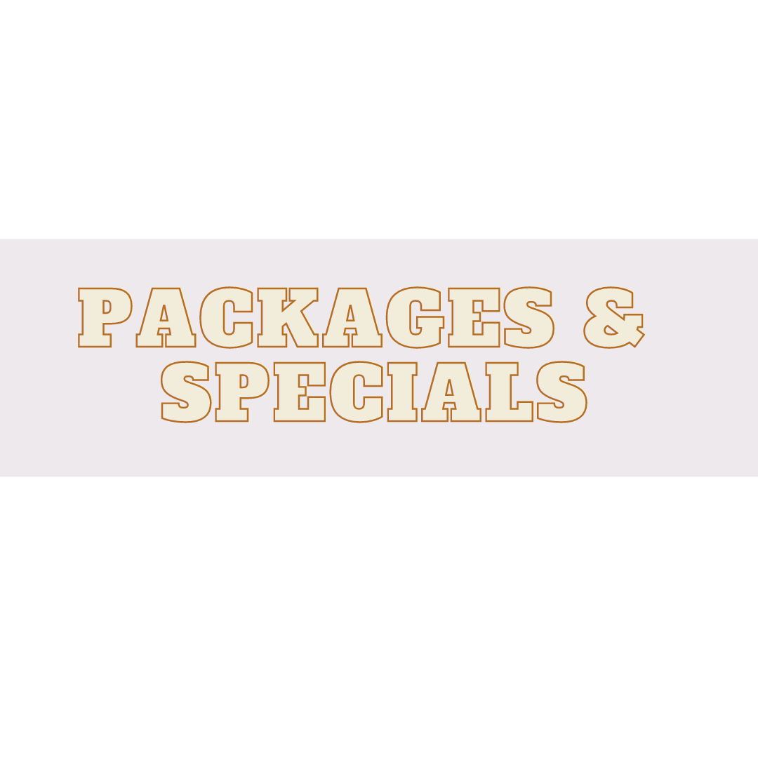 Packages and Specials. Image is text that says packages. and specials