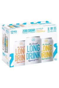 12-pack of zero sugar Long Drink variety with citrus and pineapple flavors.