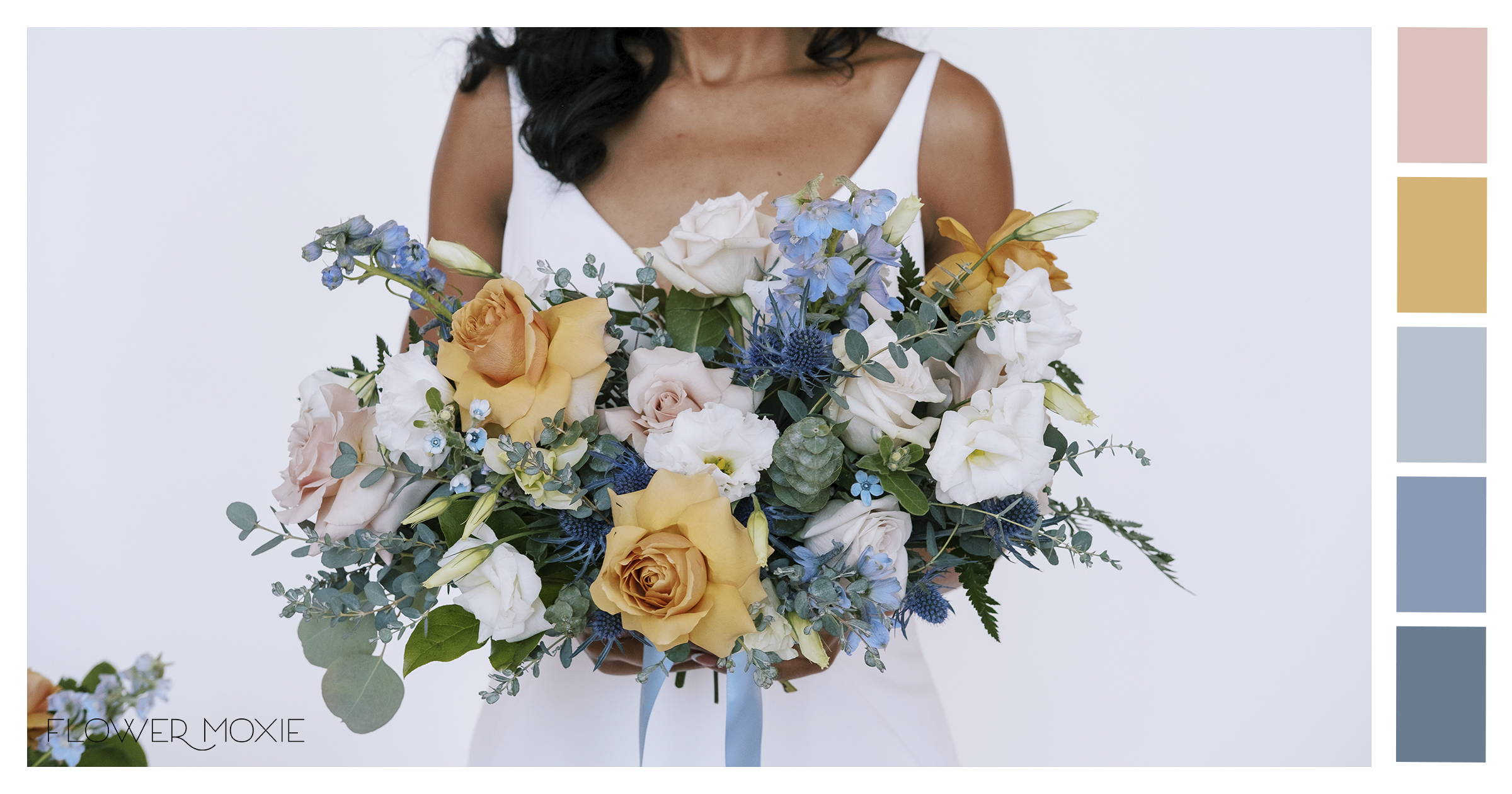 Dusty blue blush and gold diy wedding flower kit