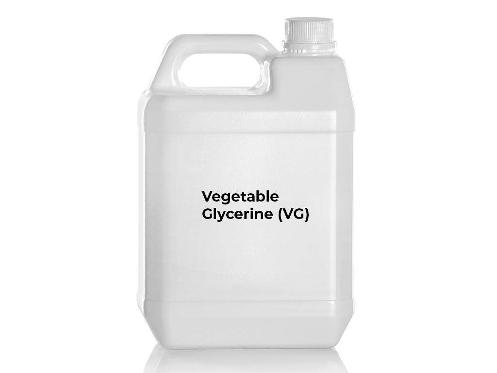 A photo showing a 1L bottle of Vegetable Glycerine (VG)