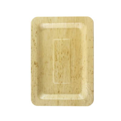 A rectangular bamboo leaf plate