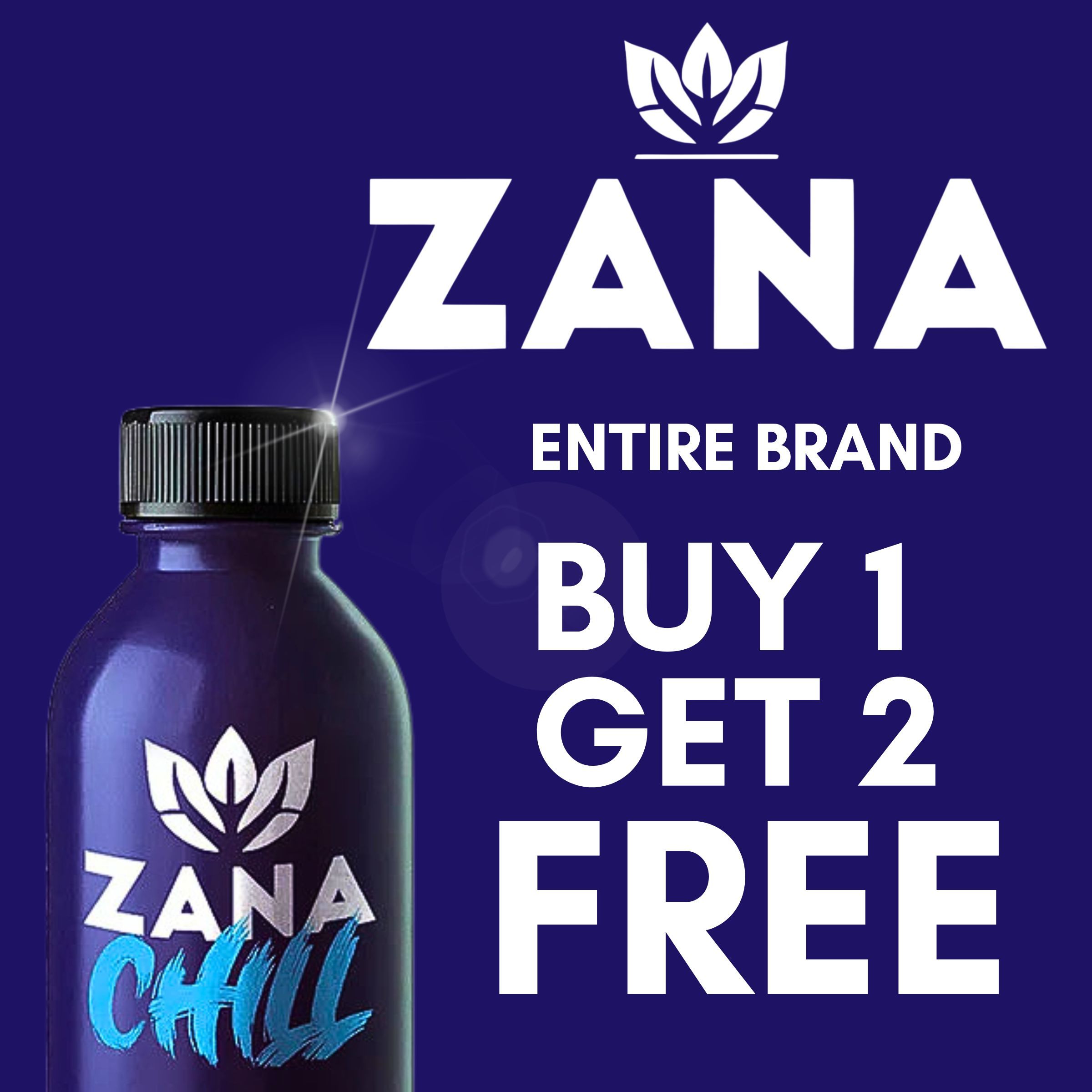 ZANA brand promotional image: buy one, get two free offer.