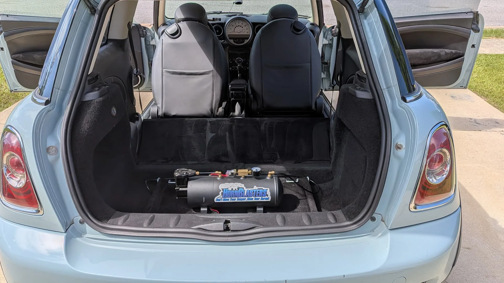 Randy's 2013 Mini Cooper S train horn installation detail with 2-Chime Air Horn Kit photo 3