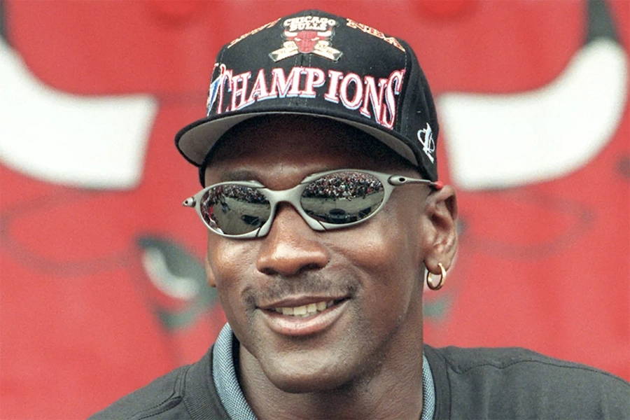 michael jordan in oakley sunglasses in champions hat