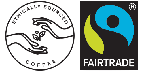 Ferrari's Coffee, Ethically Sourced and Fairtrade Logos