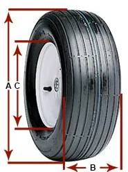 Diagram of tire showing various measurement locations