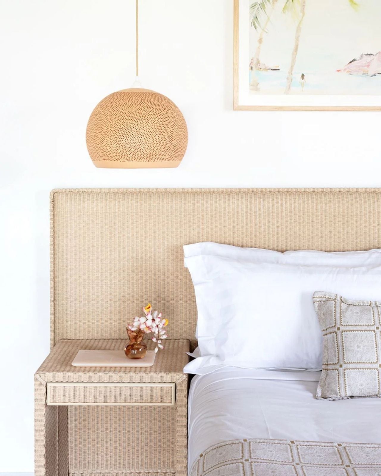 Spanish Ceramic Dome Pendant Light SpongeUp above bedroom table