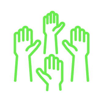 Hands raised with questions