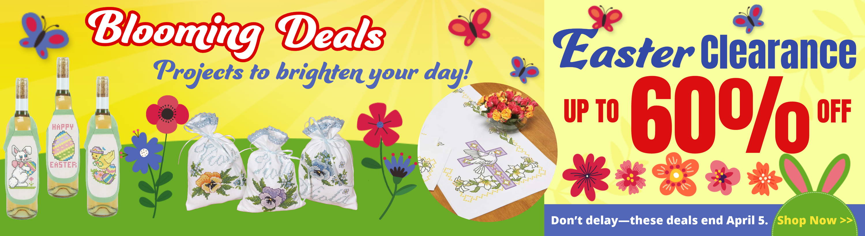 Blooming Deals! Easter Clearance up to 60% Off until April 5. Images: Featured Easter crafts.
