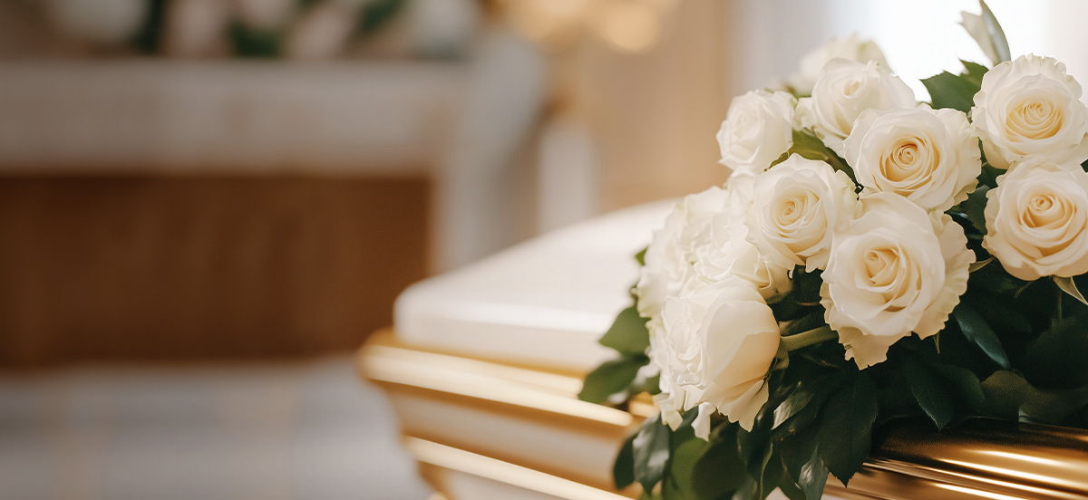 flowers on a casket