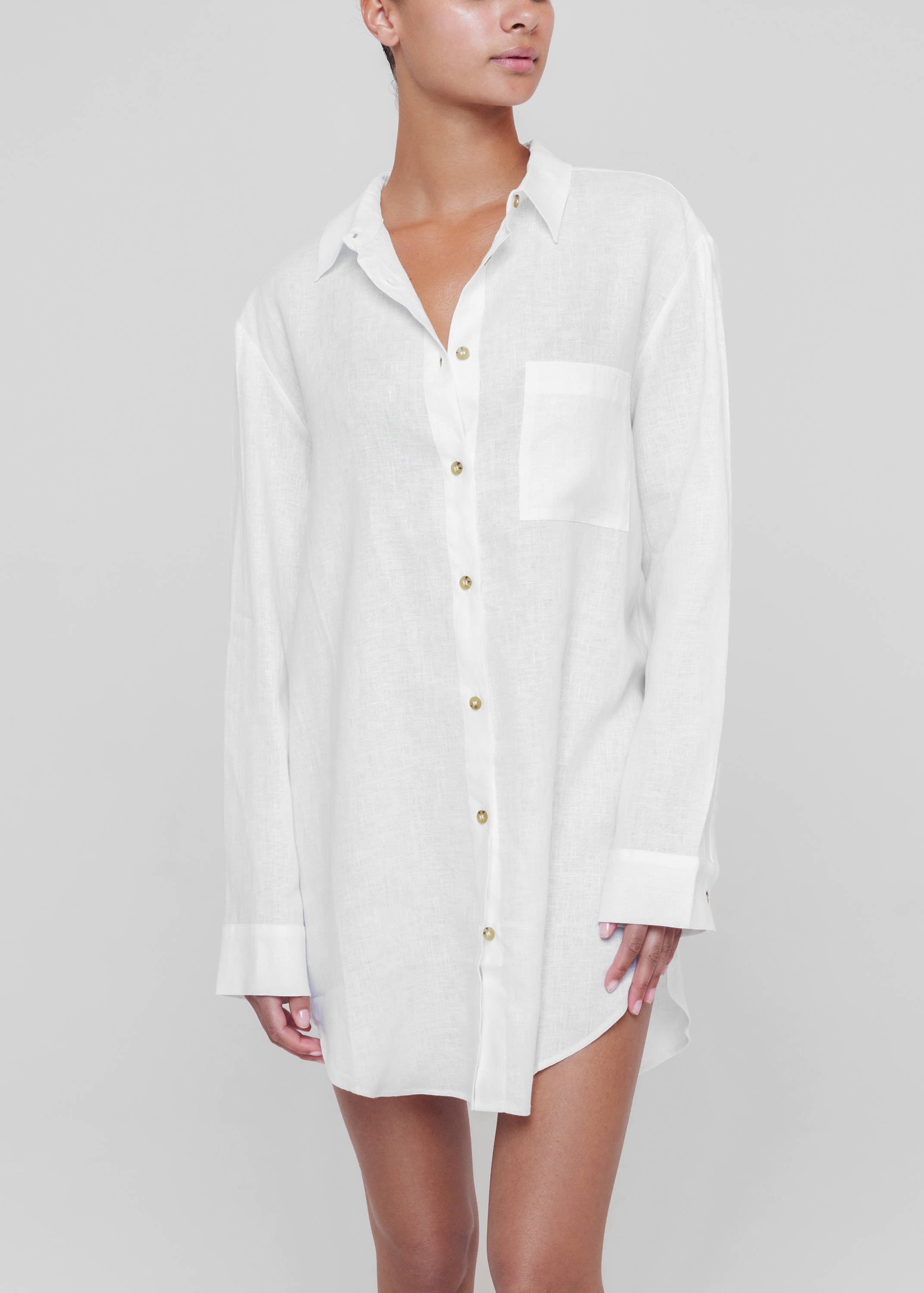 White oversized linen shirt 