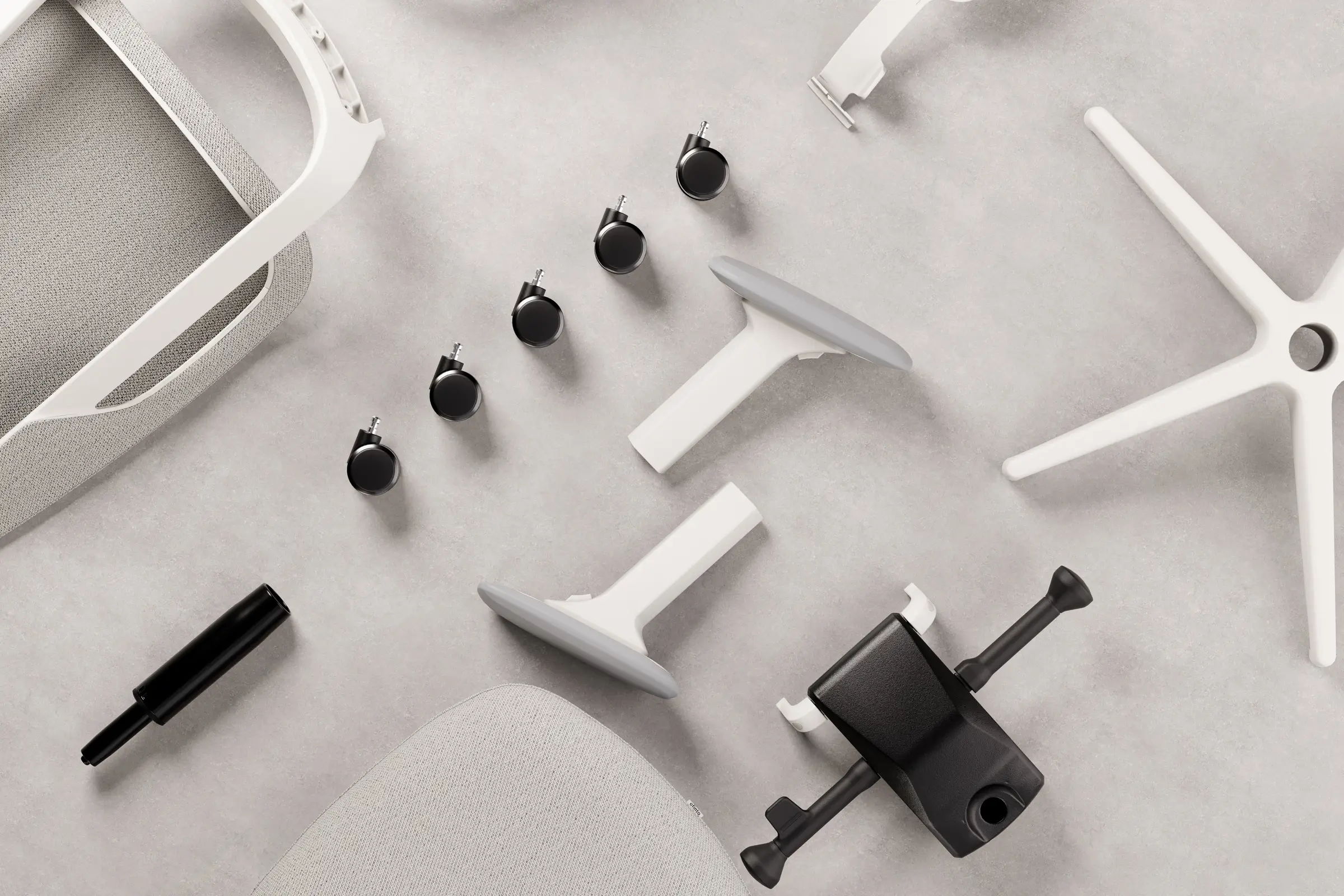 White parts from the ofinto Cloud as a symbol of the refurbishment process at ofinto re:new