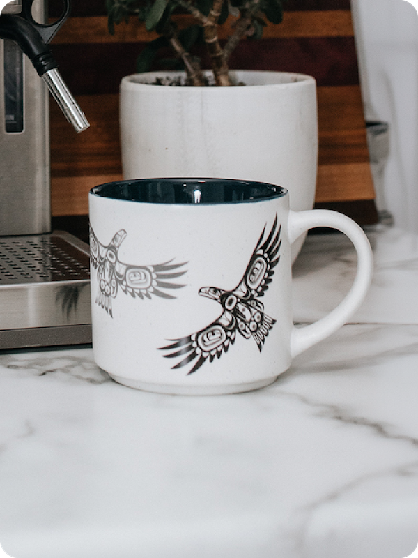 Soaring Eagle 16oz Ceramic Mug by Corey Bulpitt, Haida