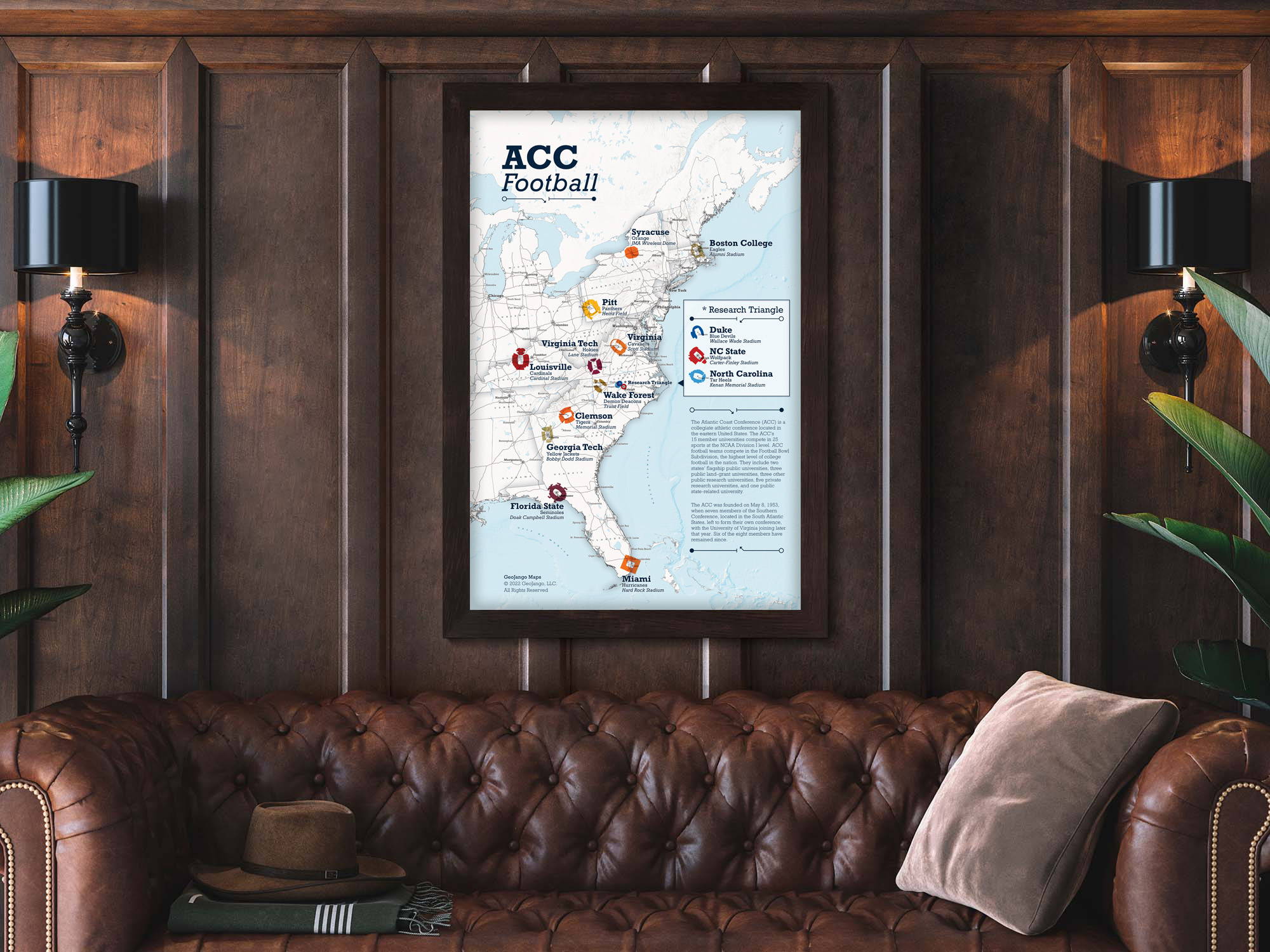 ACC college footbal map