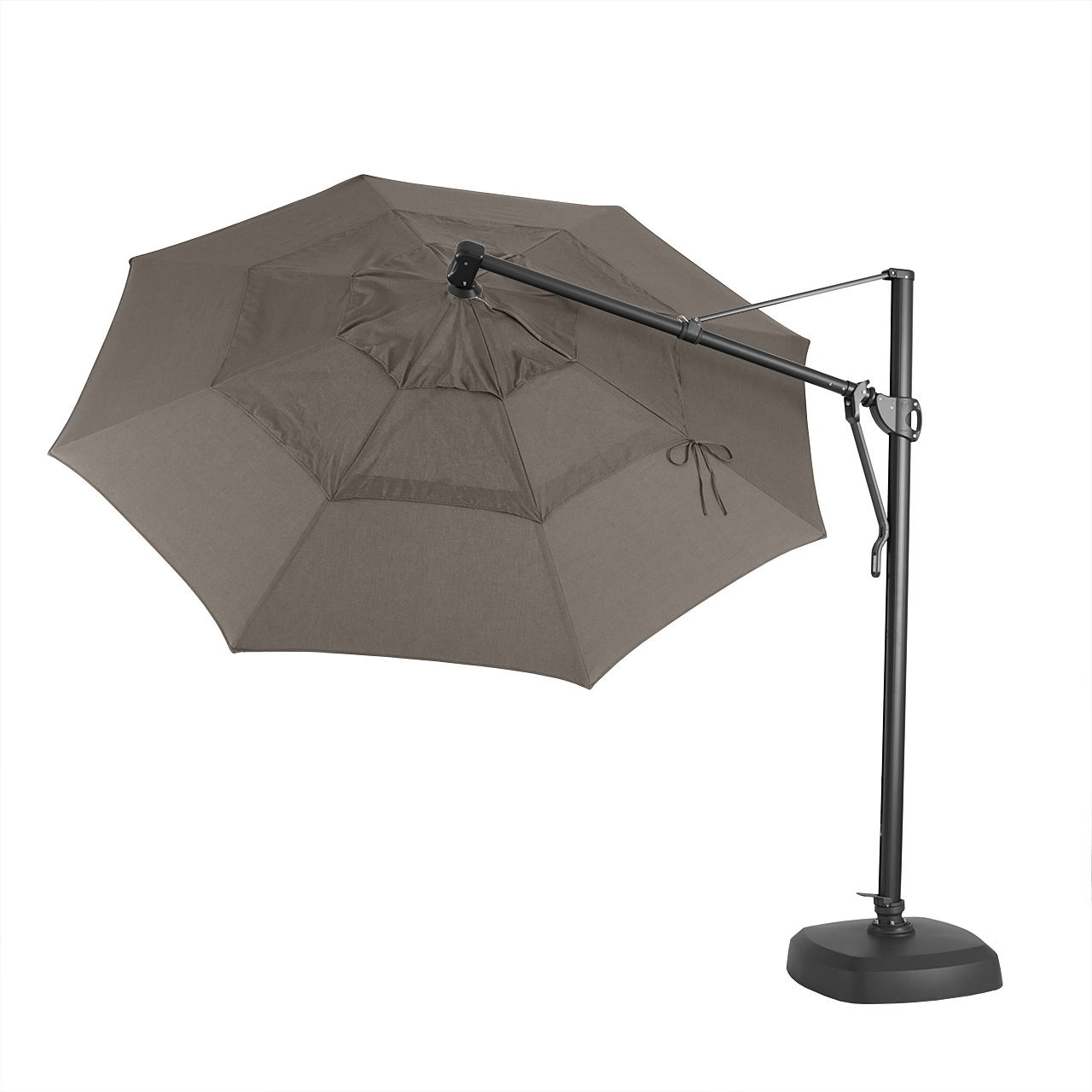 A large, adjustable outdoor umbrella on a stand.