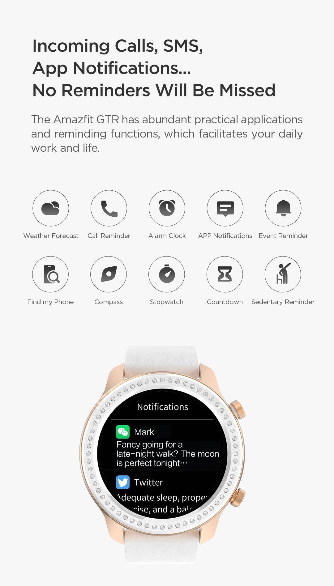 Xiaomi Relógio Inteligente 47mm Amazfit Gtr 50 M Á Prova D'Água 12 Mod
