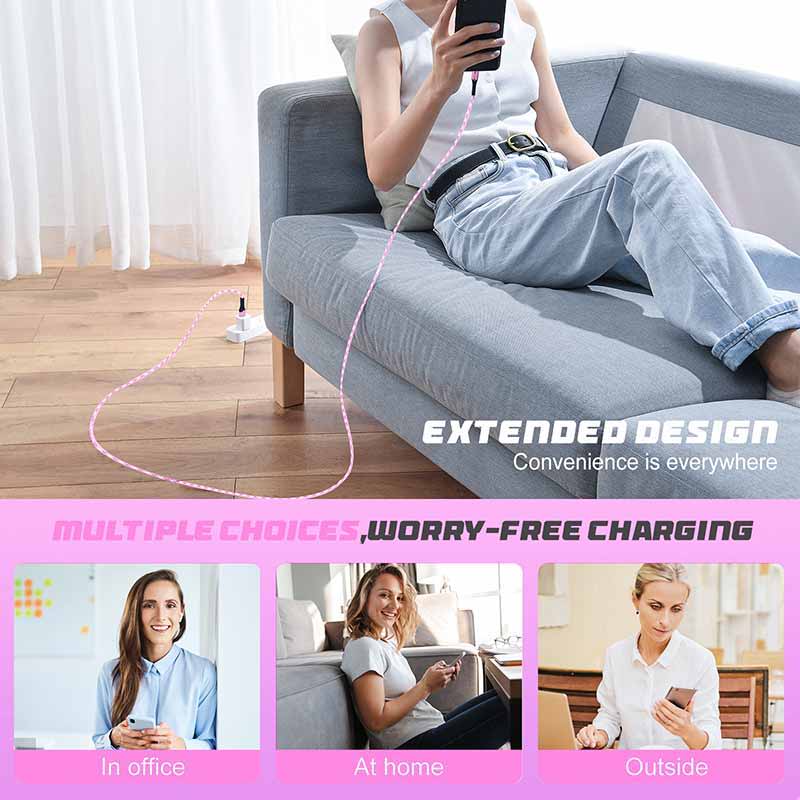 Pink USB-C Cable Fast Charger for iPhone 15 Plus