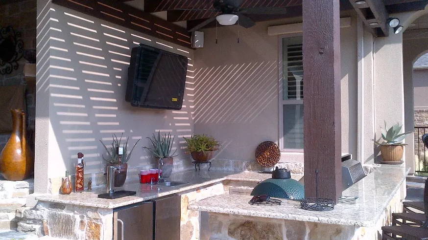 Outdoor TV and outdoor kitchen