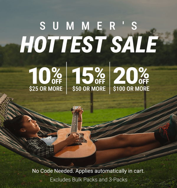 Summer sale advertisement with discount percentages and conditions.