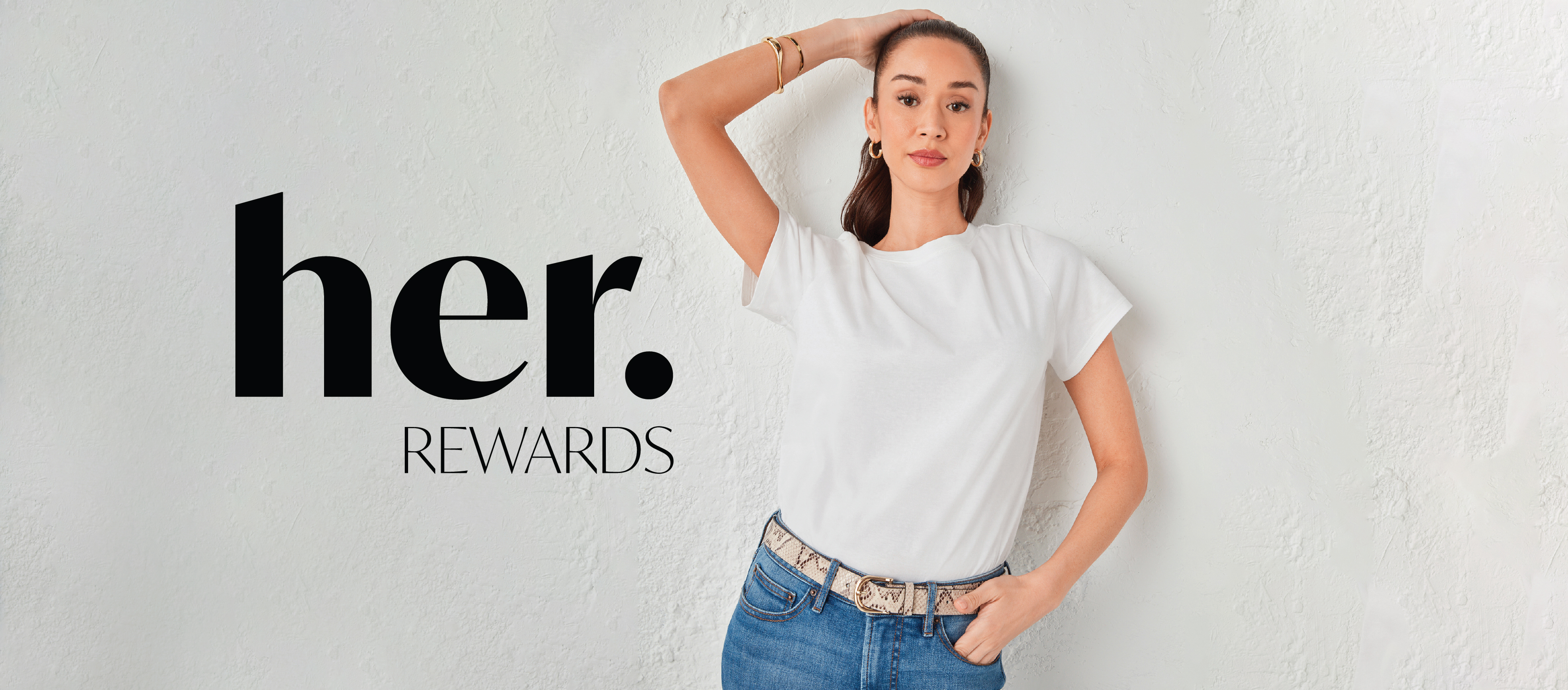 Woman in a white shirt promoting 