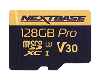 128GB Nextbase Pro microSD card with V30 speed class.