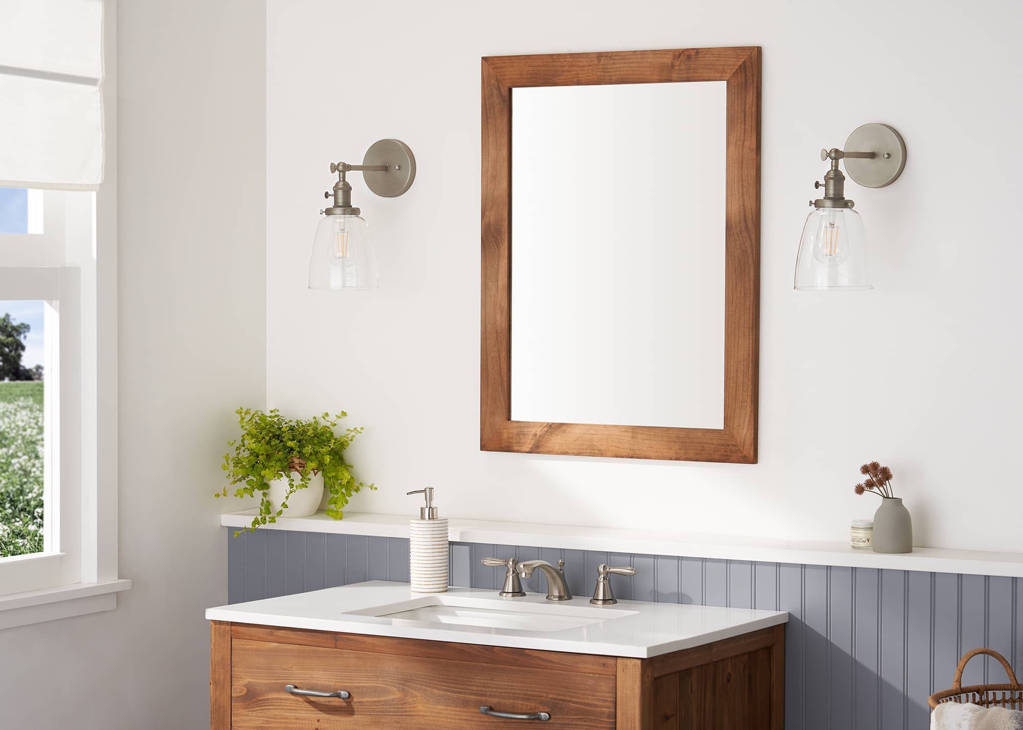 vanity mirror in a bathroom