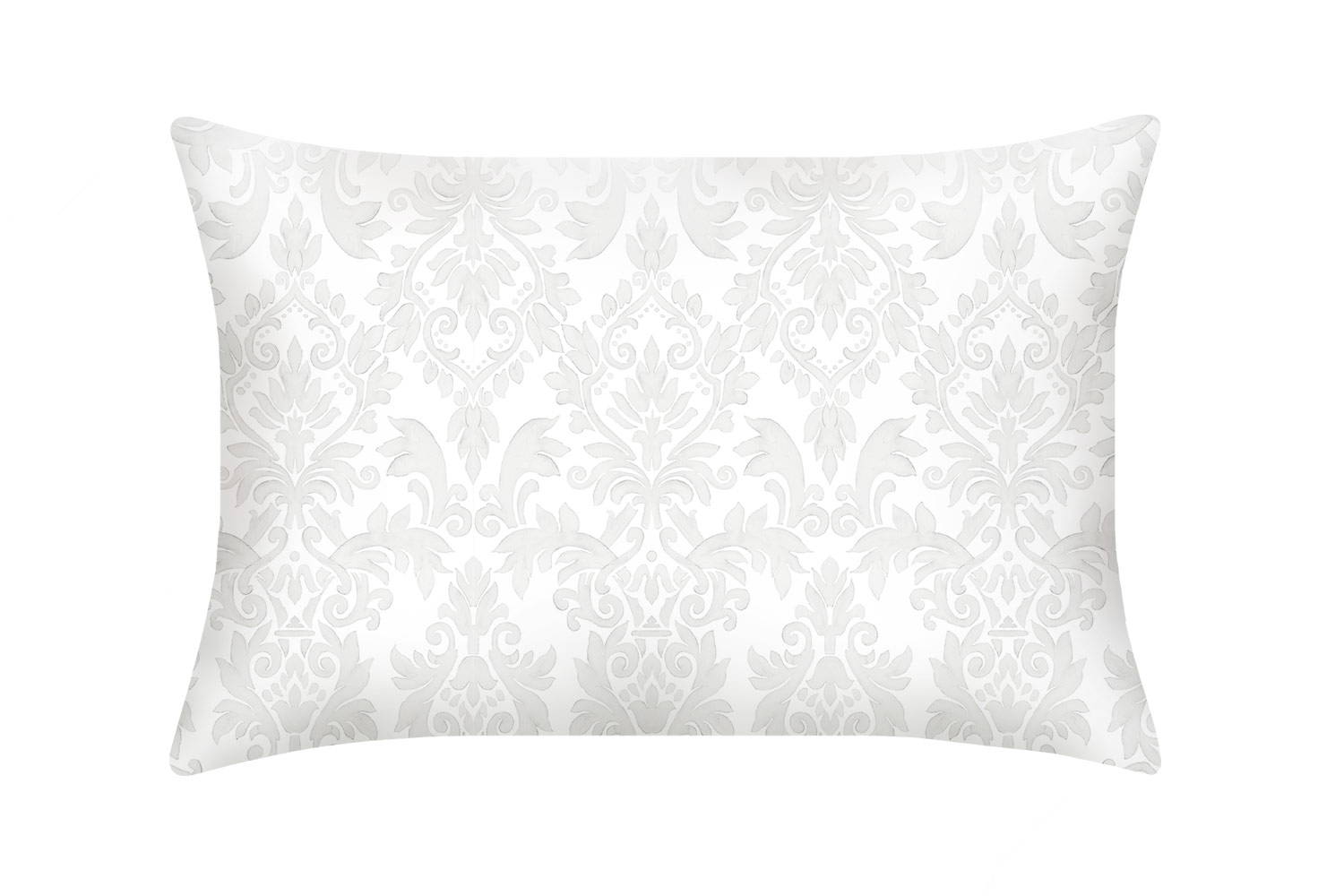 Funda de almohada de seda damasco gris y blanca de Mayfairsilk