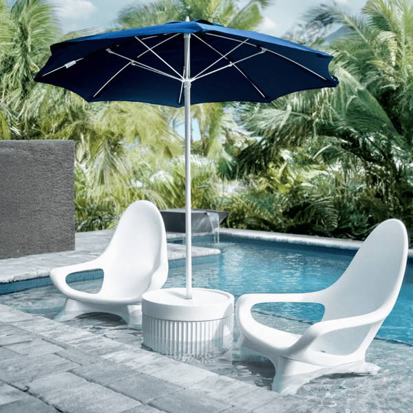 A tall In-Pool Lounge Chair that offers a normal “Adirondack” seating height for optimal comfort in the pool or on the patio.