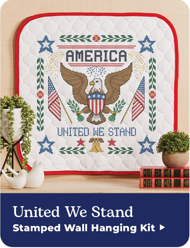 Quilted wall hanging kit featuring an eagle and patriotic symbols.