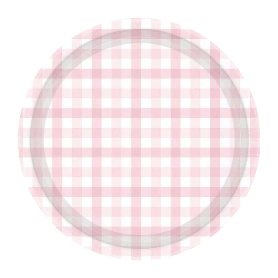 Pink Gingham Coloured Plate