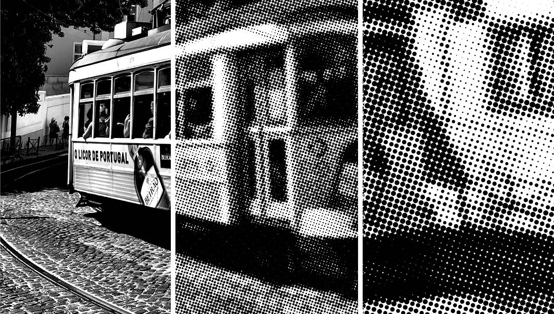 Examples of halftones on trolley photograph