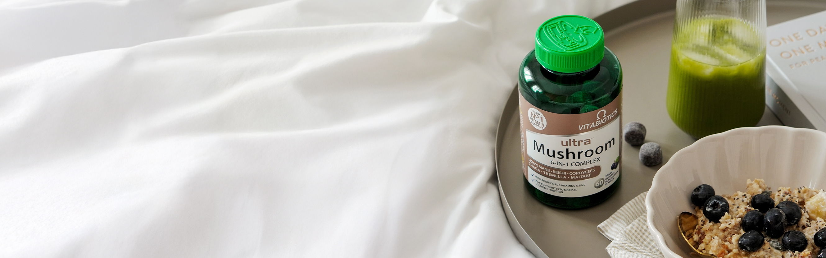  Ultra Mushroom gummies contain six carefully selected mushrooms, plus niacin, pantothenic acid, vitamin B12 and zinc, for everyday wellbeing. 